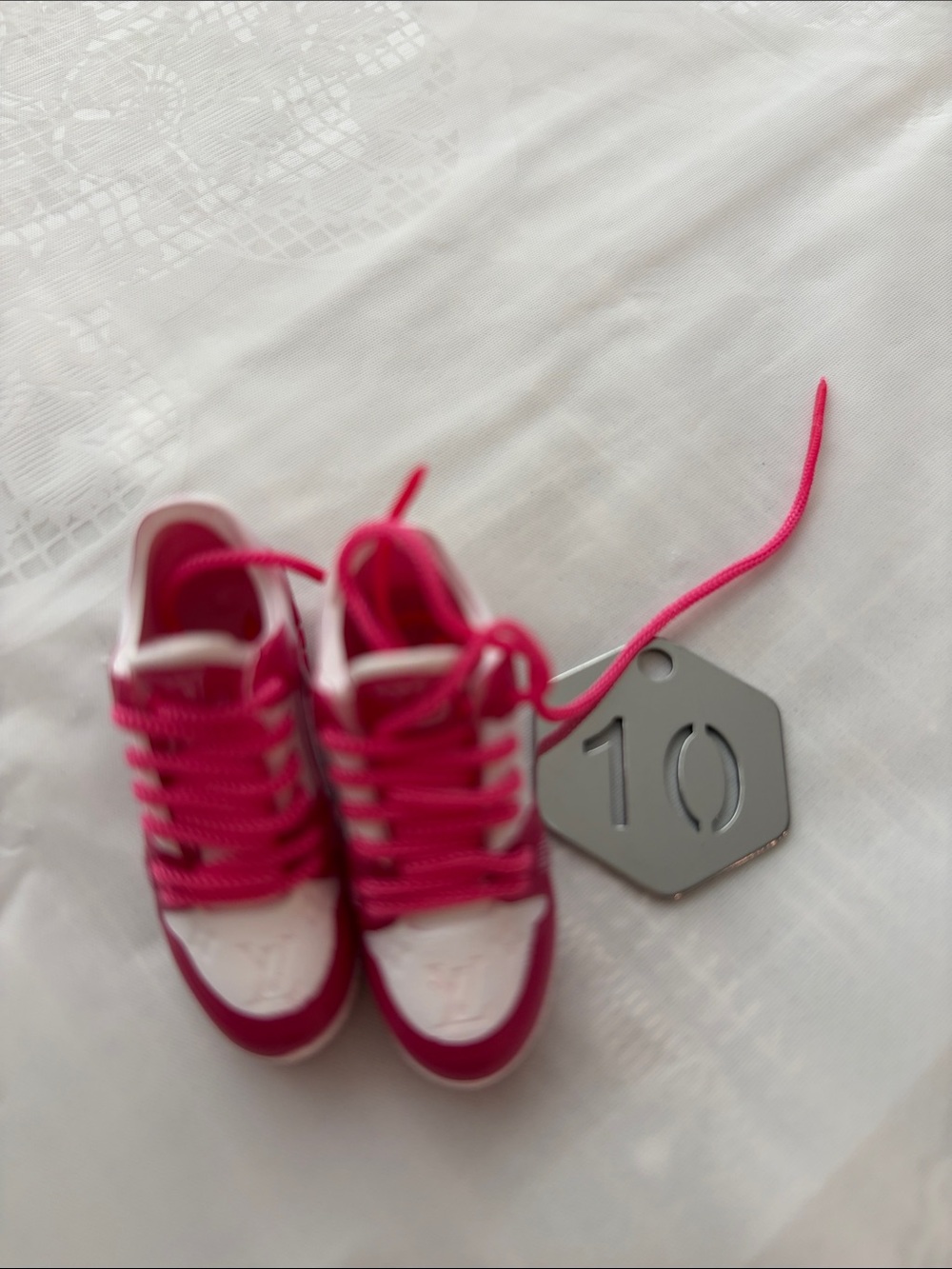 10, Louis Vuitton logo Pink High-Top Mini Sneakers-Bright Pink for Bubu Doll